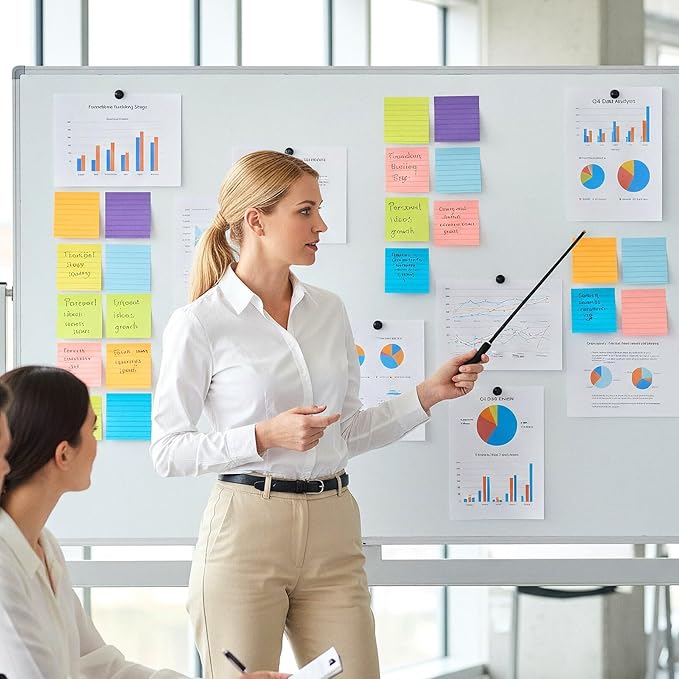 72 Pack Lined Sticky Notes 3x3 in Bright Ruled Post Stickies Colorful Super Sticking Ruled Stickies Multi Colors Sticky Notes with Lines Self-Stick Note Pads Bright Colors for School Office Meeting