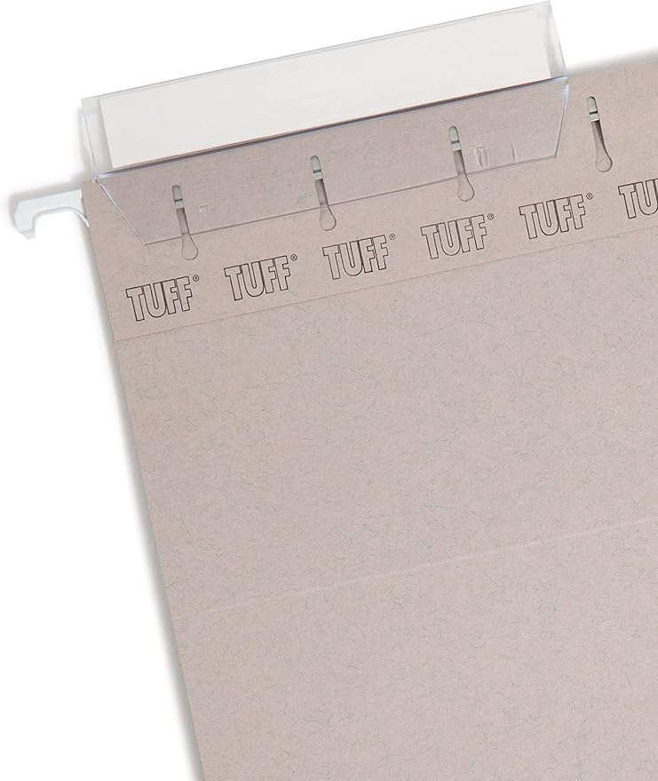 Smead TUFF Hanging File Folder with Easy Slide Tab, 1/3-Cut Sliding Tab, Legal Size, Steel Gray, 18 per Box (64093, Rod Color May Vary) (Pack of 5)
