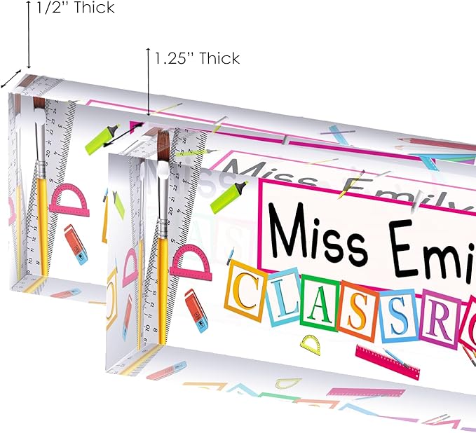 Artblox Acrylic Name Plate, 8'' x 2.5'', Personalized Teacher Desk Sign, Modern Signage