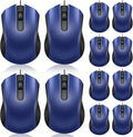 Hoteam 12 Pcs Blue Wired Computer Mouse Bulk Cord USB Computer Mice Ergonomic Wired Mouse for Pcs, Computers, Laptops, Gaming Office Home Supplies