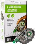 Tombow 68720 MONO Original Correction Tape. Easy To Use Applicator for Instant Corrections, White, 10 Count (Pack of 8)