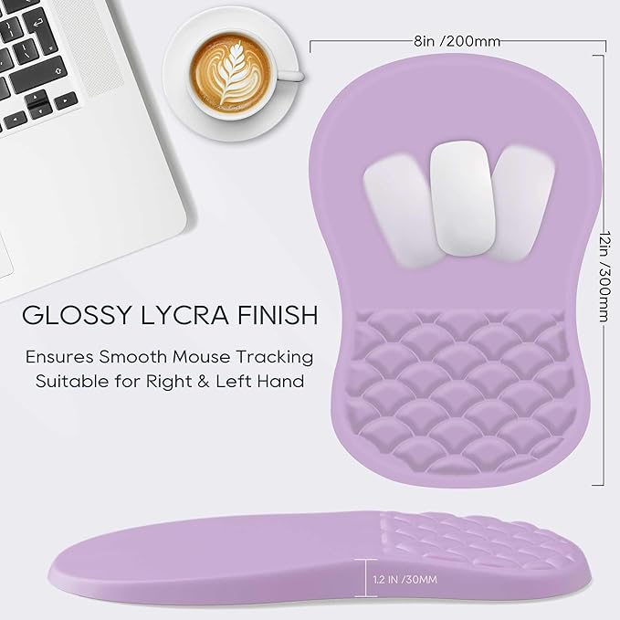 Ergonomic Mouse Pad Wrist Support with Memory Foam&Non-Slip Pu Base Cushion Massage Bump,Computer Mouse Pad for Carpal Tunnel Pain Relief,Gaming Mouse Pad for Desk, Home, Office,Purple