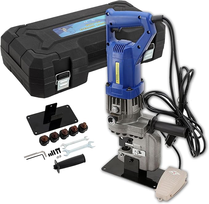 1200W Electric Hydraulic Hole Puncher,110V Punching Machine Metal Hole Punch with 5 Dies 6 mm-20 mm for Iron Copper Aluminum Plate Angle Steel