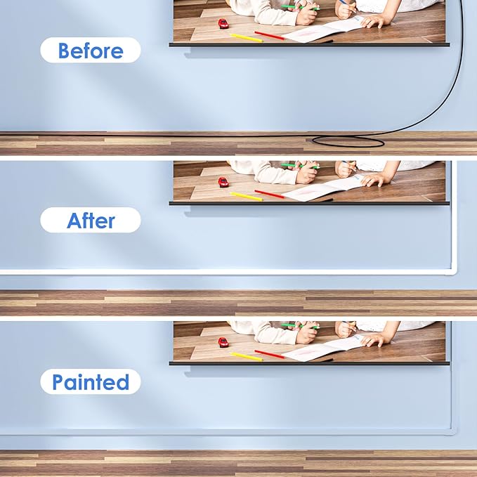 Yecaye Cord Hider, 113in One-Cord Cable Concealer, Cord Covers for Wires on Wall, Easy Install Cable Management Kit for 2 Small Wires, Cables Raceway Home Office, W0.59in H0.4in, White