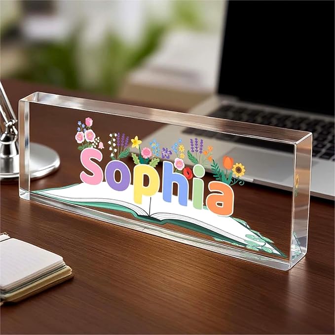 Custom Desk Name Plate, Teacher Name Plate for Desk, Office Decor for Women, Coworkers, Employee (S10)