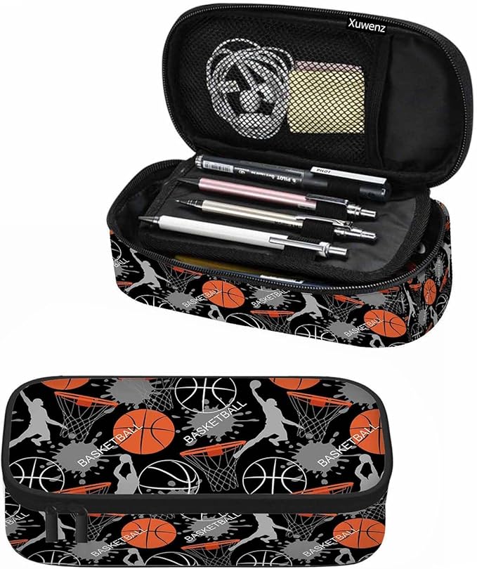 Basketball Game Pencil Case Sports Energetic Athletes Pencil Bag Pen Markers Pouch Holder Organizer for Office Clerks