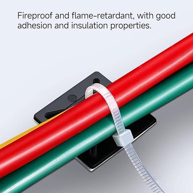 100Pcs Adhesive Zip Tie Mount, 3/4in Black Cable Tie Mount, Plastic Zip Tie Mounting Squares, Sturdy Zip Tie Sticky Mounting Pads for Cable Organizer (Black, 3/4"-100pcs)