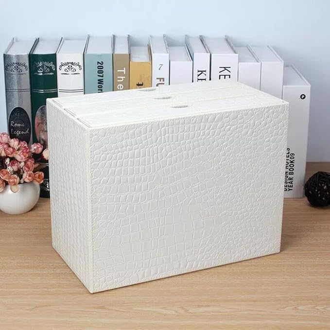 UnionBasic Document Organizer, 3-Drawer File Cabinet Document Storage Box, Office Desktop Filing Organizer, Croco White