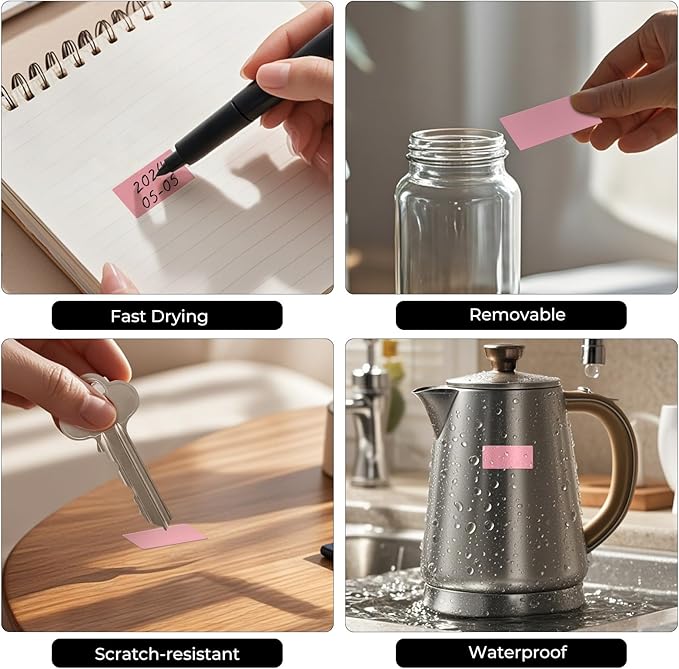 FINDAT Colored Stickers 1.57×0.75 Inch Vinyl File Folder Sticker Pink Rectangle Removable Waterproof Color Coding Moving Label for Boxes Office Inventory Labeling 160 PCS