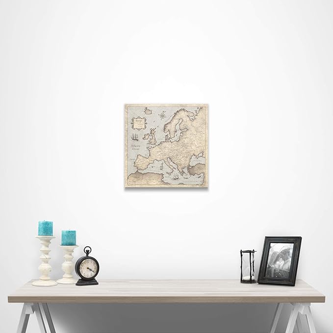 Conquest Maps Push Pin Europe Map Board - With Push Pins to Mark Europe Travel - Handmade in Ohio, USA - Design: Rustic Vintage