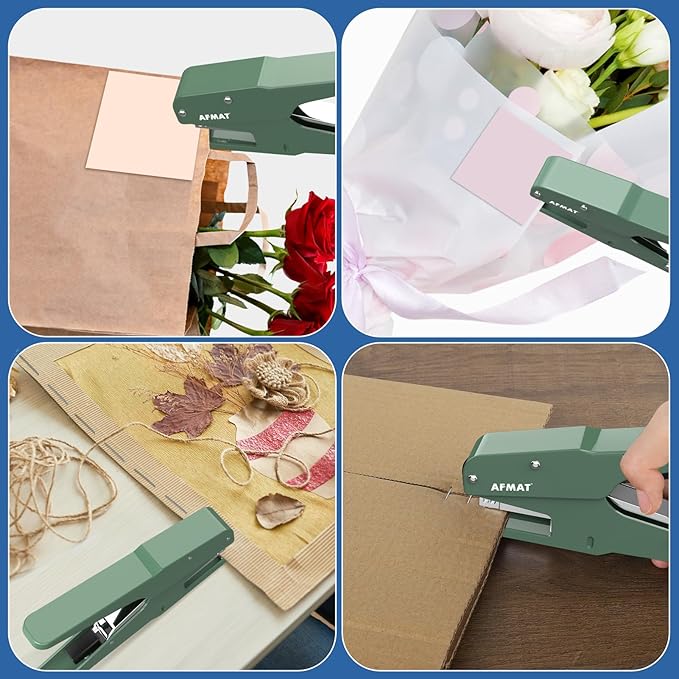 AFMAT Effortless Plier Stapler, Metal 35 Sheet Stapling Plier, 15000+ Stapling Times, with Staples & Reload Button, Handheld Stapler Heavy Duty, Space Save Size, Good for Office, Home, School, Green