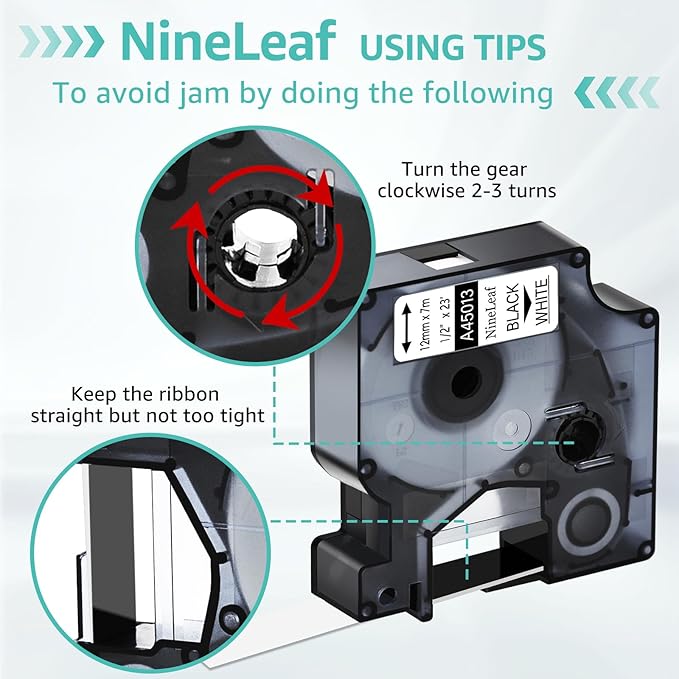 NineLeaf 10PK Compatible for Dymo D1 Label Tape Black on White 45013 45013S 45113 S0720530 1/2" 12mm x 23' for Dymo Label Maker Refills LabelManager 160 260P 210D 280 360D 420 450 ColorPop