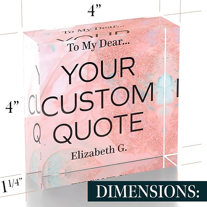 Personalized Gifts, Custom Quote Block Letter Board,Crystal-Clear Acrylic with Gift Box,17 Styles, Holiday and Christmas Gift for Mom, Dad, Girlfriend, Him or Her, Husband, Wife (4"x4, Stella)