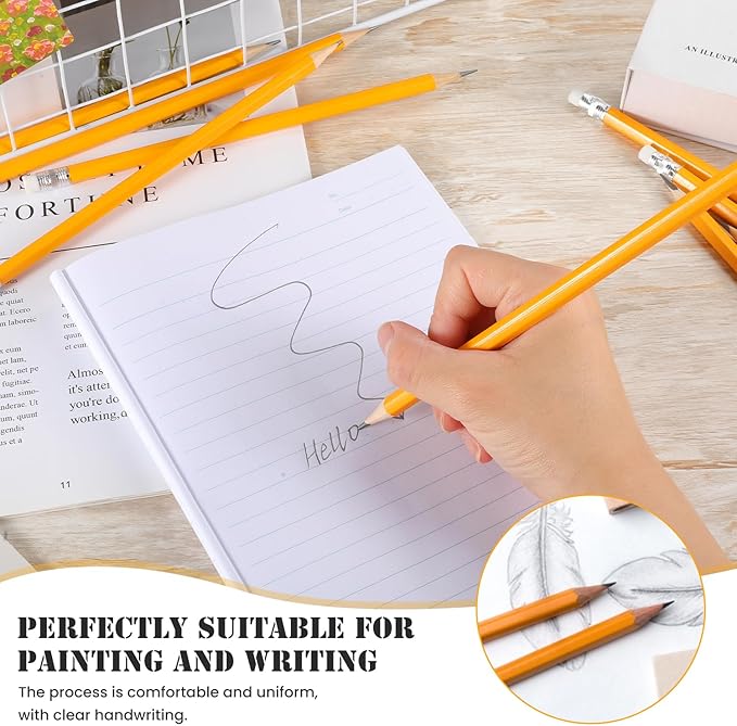 LINSIRON Pencils Pre-Sharpened #2 Pencil with Erasers, Yellow,7.5in 300 Pack
