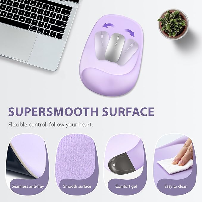 Ospelelf Wrist Rest for Keyboard and Mouse Ergonomic Mouse Pad with Wrist Support Memory Foam Wrist Rest for Computer Keyboard,3-in-1 Gel Mouse and Keyboard Pad for Office Lilac Gradient
