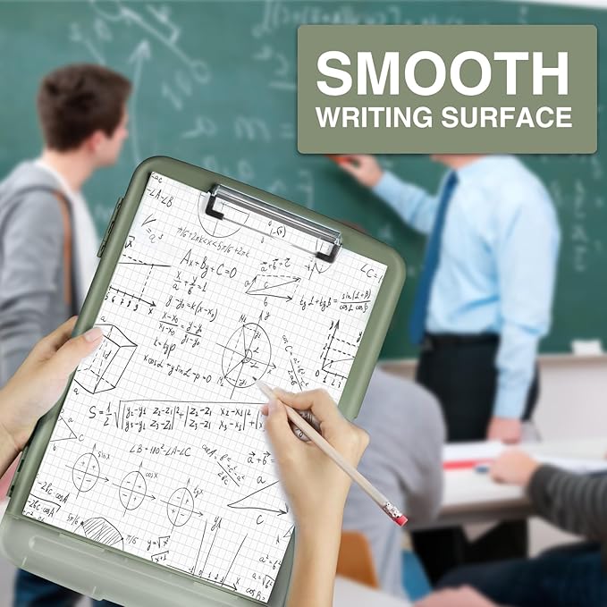 Sooez Clipboard with Storage, High Capacity Nursing Clip Board 8.5 x 11 with Pen Holder & Low Profile Clip, Plastic Clipboards Case Box, Teacher Must Haves School Office Supplies,Letter Size/ A4