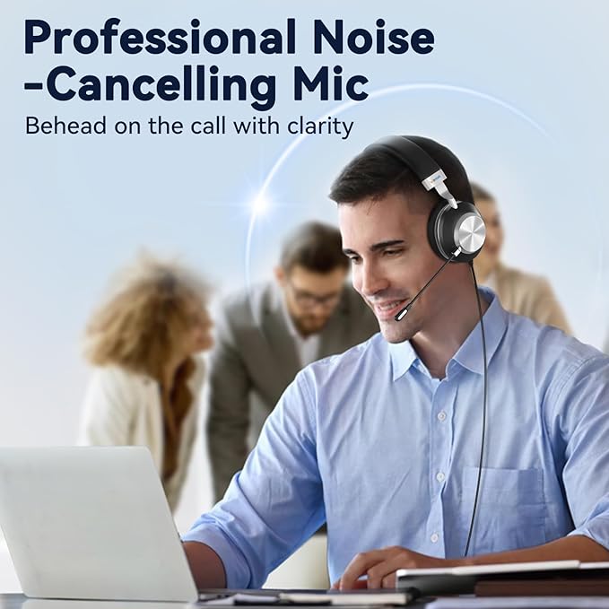 Wantek Headset wtih Mic, USB Headset with Microphone for PC, Computer Headset with Noise Canceling Microphone with Mute for Work Home Office Online Skype Zoom Meetings