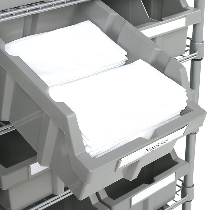 Seville Classics Heavy Duty NSF Bin Rack Solid Steel Wire Shelving Storage Unit, Patented Organizer for Garage, Warehouse, Office, Restaurant, Classroom, Kitchen, Gray, Includes 12 Bins