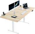 VIVO Electric 71 x 36 in Dual Motor Sit Stand Desk, Memory Height Adjustment, 2B Series, Light Wood Top White Frame, DESK-KIT-2W7C-36