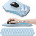 Ergonomic Mouse Pad and Keyboard Wrist Rest Support Set, Massage Design Mousepad for Carpal Tunnel Pain Relief, Memory Foam, Non-Slip PU Base for Computer Desk, Baby Blue