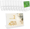 10 Pack 3x5 Inch Small Sign Holder Horizontal, Double-Sided Usage with Swivel Base for Table Display, for Office, Store, Restaurant, for Number/Name/Food Label Display, Note