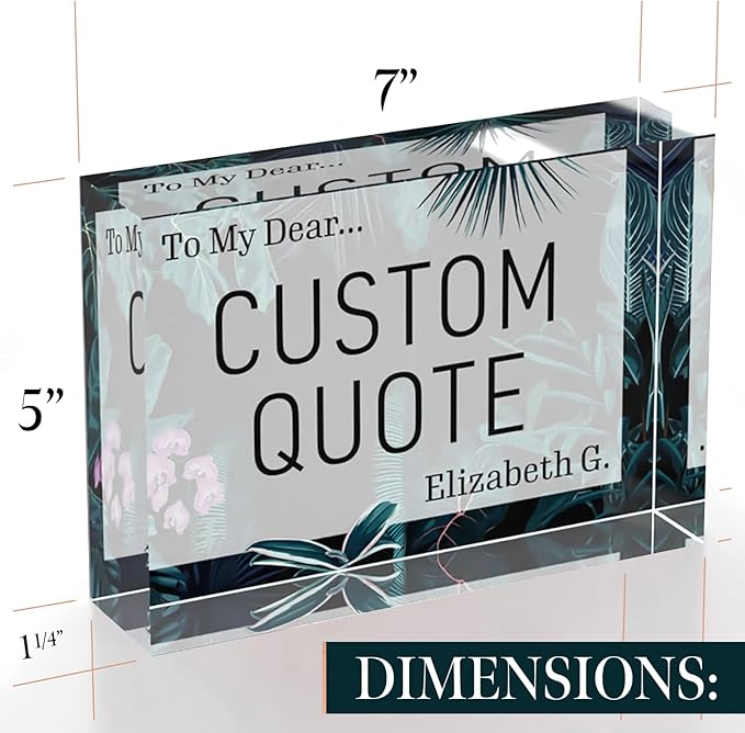 Custom Acrylic Sign Personalized, Custom Desk Name Plate, 18 Styles, (5"x7"), With Gift Box, USA Made by Acryluxe. (Bouquet)