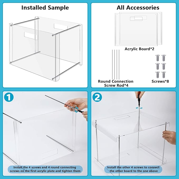 24 Hanging File Folder with Acrylic Organizer for Letter/a4 Size Desktop Clear File Storage Box with Handles for Home Work Office Use(White,Classic)