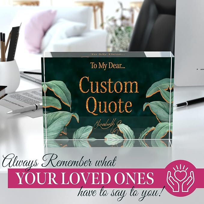 Personalized Gifts, Custom Quote Block Letter Board,Crystal-Clear Acrylic with Gift Box,17 Styles, Holiday and Christmas Gift for Mom, Dad, Girlfriend, Him or Her, Husband, Wife (5"x7, Botanical Lux)