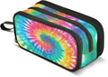 Tie Dye Rainbow Pencil Case Box Boys Girls Large Pencil Pouch with Zipper Compartments Big Capacity Stationery Pen Bag Organizer for Kids Teens Adults School Office