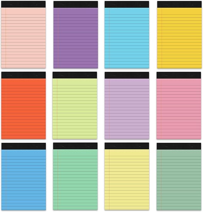 gisgfim 12 PCS 4" x 6" Small Legal Pad College Ruled Lined Mini Legal Pad 80 GSM Colorful Law Memo Pads 30 Sheets Memo & Scratch Pads for Home Office School Work Business To Do List Grocery List