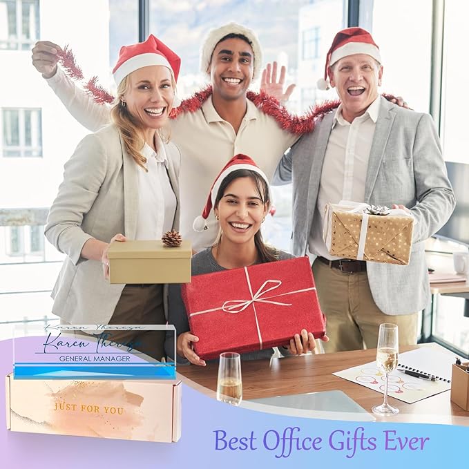 Custom Office Name Plate, Personalized Gifts for Women & Men, Appreciation Gifts for Employees, Minimalist Blue Desk Accessory