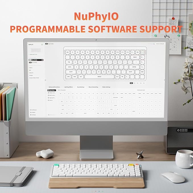 nuphy Air75 V3 Hot Swappable Wireless Mechanical Keyboard, 84 Keys 75% Custom Low Profile Keyboard with Knob, RGB Backlit, Gasket Mounted, Support Bluetooth/2.4GHz/USB-C,White-Blush Nano