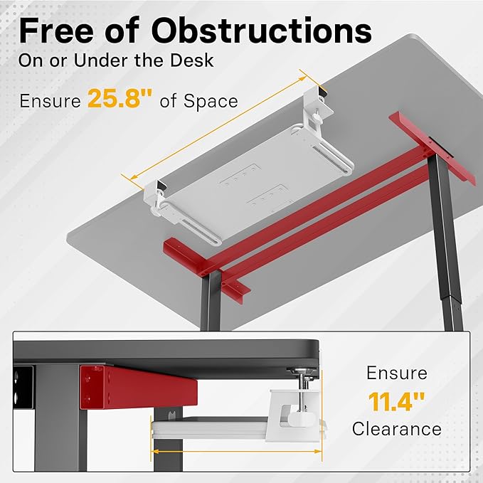 BONTEC KMT01-PJ Under Desk Keyboard Tray, Pull-Out Keyboard & Mouse Platform with C-Clamp, 20 x 11.8 in Space-Saving Ergonomic Slide-Out Drawer, White