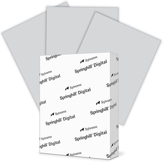 Springhill 8.5” x 11” Gray Colored Cardstock Paper, 67lb Vellum Bristol, 147gsm, 250 Sheets (1 Ream) – Premium Lightweight Cardstock, Vellum Printer Paper with Textured Finish – 066000R