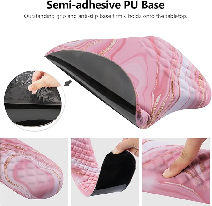 Mouse Pad Wrist Support, Laokiiy 2 in1 Keyboard Wrist Rest+ Ergonomic Mouse Pad, Non-Slip Wrist Rest for Computer Keyboard, Made Easy Typing & Relieve Wrist Pain(Rose Gold Pink Marble)
