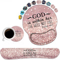 Keyboard Wrist Rest and Mouse Pad Wrist Support Set with Coasters, Non-Slip PU Base Ergonomic Gaming Mousepad for Home Office Working Studying Easy Typing & Pain Relief - Bible Verses Psalm 46:5
