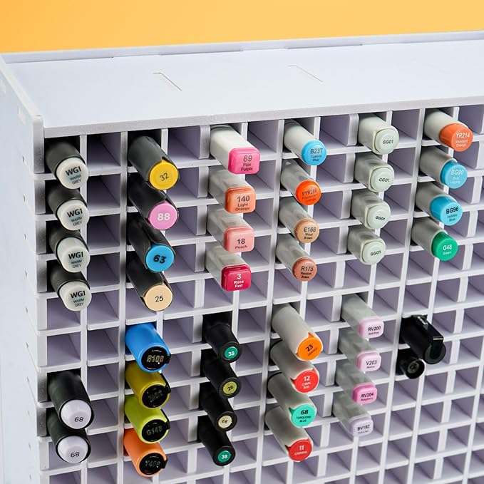 SANFURNEY Marker Pen Organizer Holder for 240 Markers, Craft Art Supply Storage Rack, Desktop Art Marker Pens Colored Pencils Holder Storage Case for Home Classroom Office
