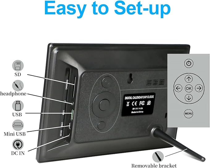 7 Inch Extra Large Day Date Time Digital Day Calendar Clock with Auto-Dimming 12 Alarm Reminders Dementia Clocks for Senior Elderly impaired Vision Memory Loss