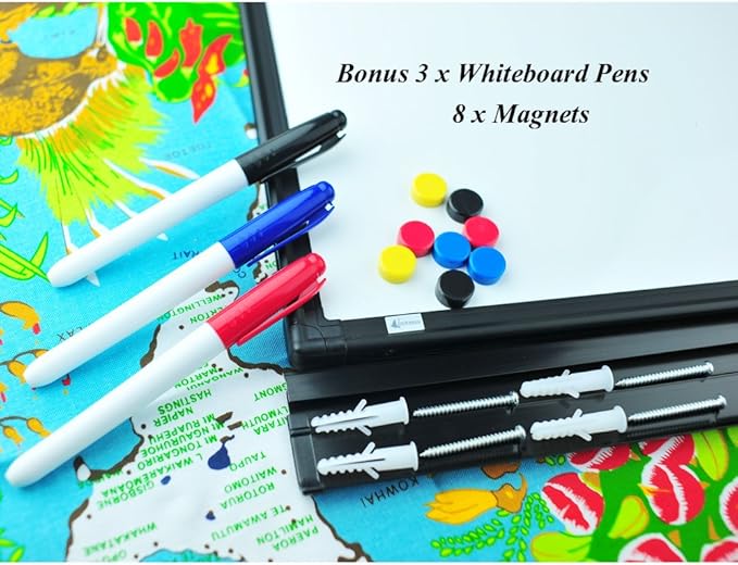 Lockways Magnetic White Board, 48" x 36" Dry Erase Board with Pen Tray Wall-Mounted Message Presentation Meno Board, Black Aluminium Framed for School, Home and Office