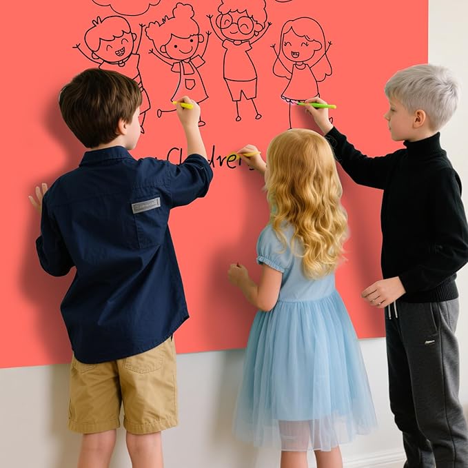 Magnetic Glass Whiteboard - 48"x36" Frameless Dry Erase Board for Walls, Red