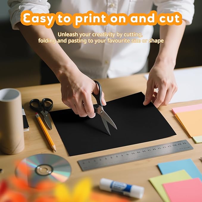 120 Sheets Black Cardstock 8.5 x 11 Construction Paper, 200GSM Card Stock Black Paper Cardstock for Invitations, Art, Drawing, Menus, DIY Cards, Tags, Cards Making, Craft, Certificate, Office Printing