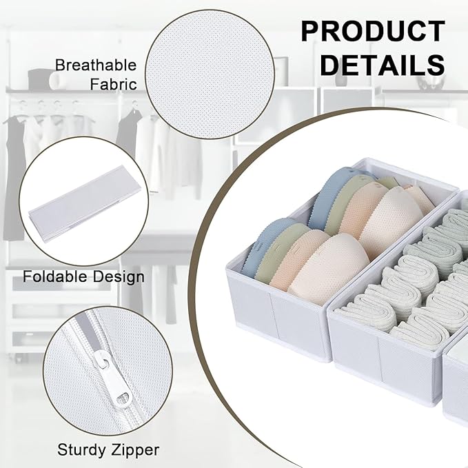 DIMJ Drawer Organizer Clothes, 15 Pack Fabric Drawer Organizer Bins, Foldable Baby Clothes Organizer & Dresser Organizer For Nursery, Clothes, Bedroom, Closet, Socks, Bra, Tie,White