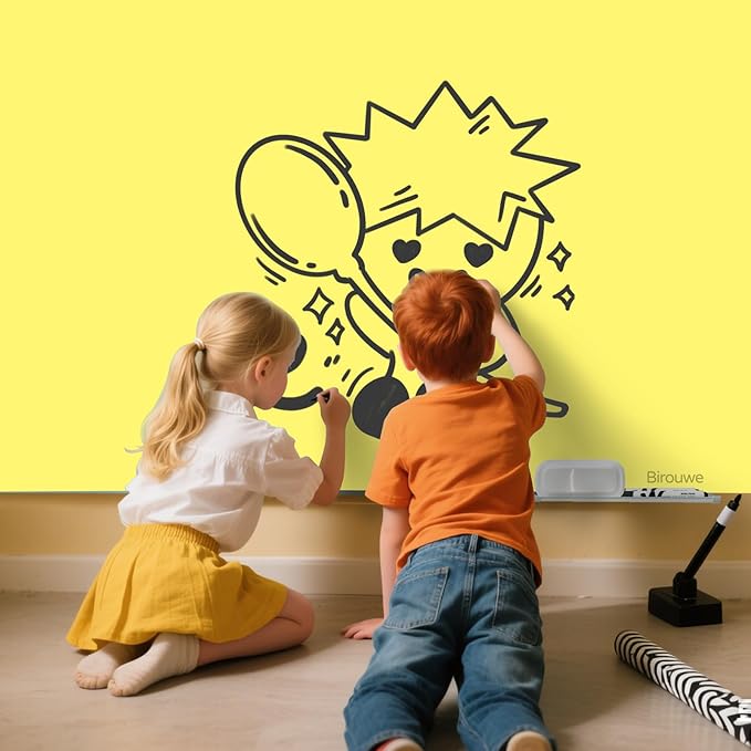 Magnetic Glass Whiteboard - 48"x36" Frameless Glass Dry Erase Board for Walls, Office, School & Home - Yellow