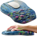 Ergonomic Slope Mouse Pad Wrist Support, Wrist Rest Mousepad for Carpal Tunnel Pain Relief with Massage Bulge and Slow Rebound Memory Foam (12x8 inch, Lotus Pond)