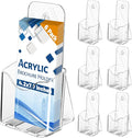 6 Pack 4 inches Brochure Holder Stand, Acrylic Pamphlet Display Stand, Plastic Table Stand Sign Holder with Slant Back Design for office, Store, Booklet, Document, Literature