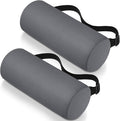 Wenqik 2 Pcs Lumbar Support Pillow Lumbar Roll Lower Pillow Office Seat Cushion with Adjustable Strap and Washable Cover for Travel Gaming Chair Car Seat Pain Relief(Grey)