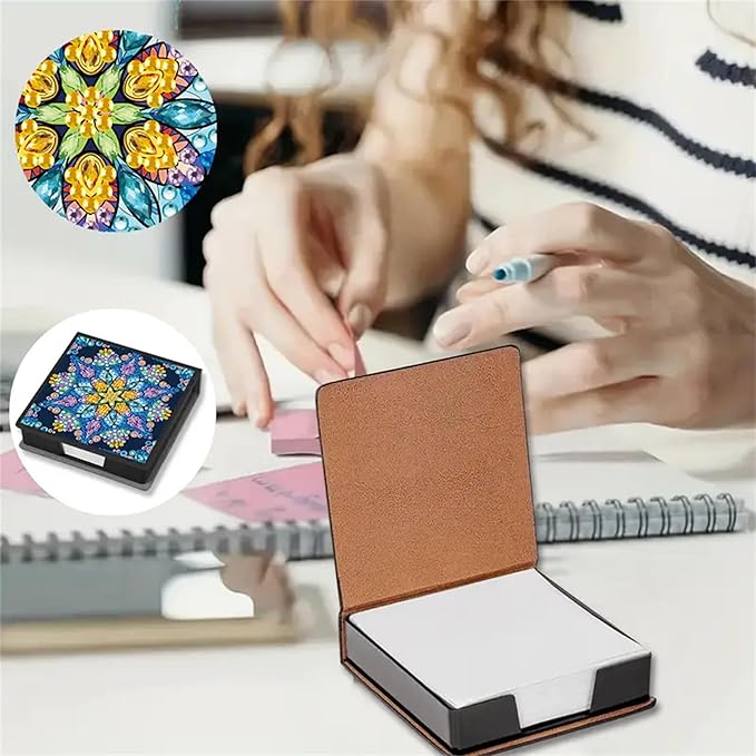 Mandala Diamond Painting Kit Note Box,Flower Memo Paper Storage Box Diamond Art,Sticky Note Holder Diamond Art,Diamond Painting Memo Pad For Office Desk. (Mandala)