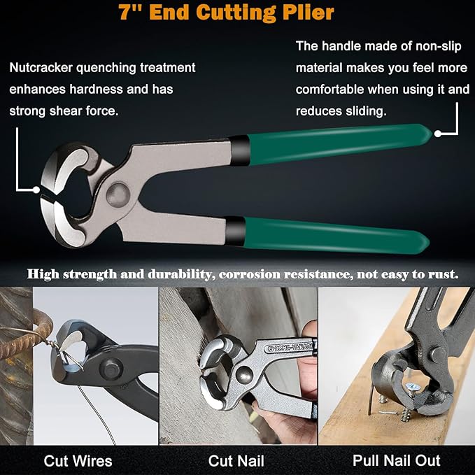 Sunxeke 4Pcs Upholstery Staple Remover Tool Set Including 7inch End Cutting Plier,V Tip Tack Puller,U Tip Tack Puller,Staple Remover,Nail Puller Carpet Remover for Furniture Floor Photo Frame