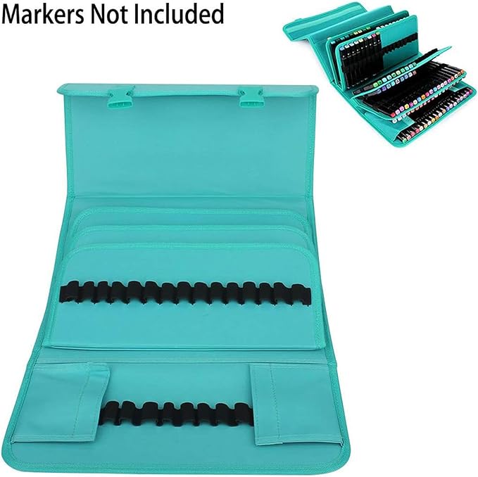 Marker Case, 171 Slots Green Alcohol Marker Case Markers Carrying Bag Holder for Art Sketch Marker, Permanent Paint Marker, Dry Erase Marker, Repair Marker Pen, Color Highlighte Art Supplies