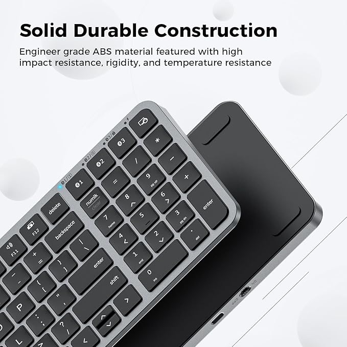 iClever BK20 Bluetooth Keyboard, with Numeric Keypad, Multi-Device Rechargeable and Stable Connection Compact Size Wireless Keyboard for MacBook, Laptop, iPad, Tablet, Windows